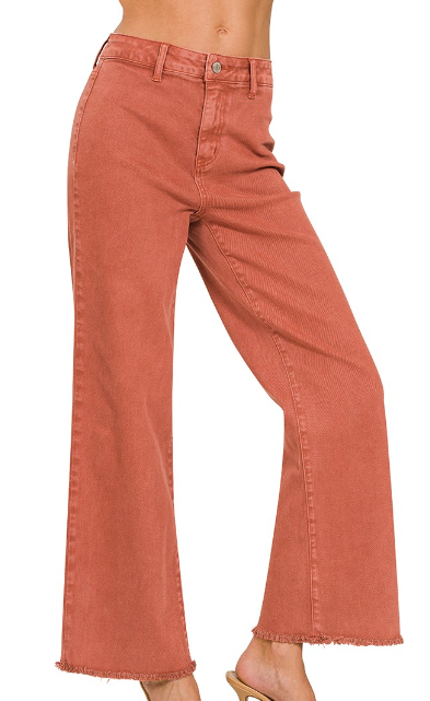 Acid Washed Frayed Wide Pants main image 0