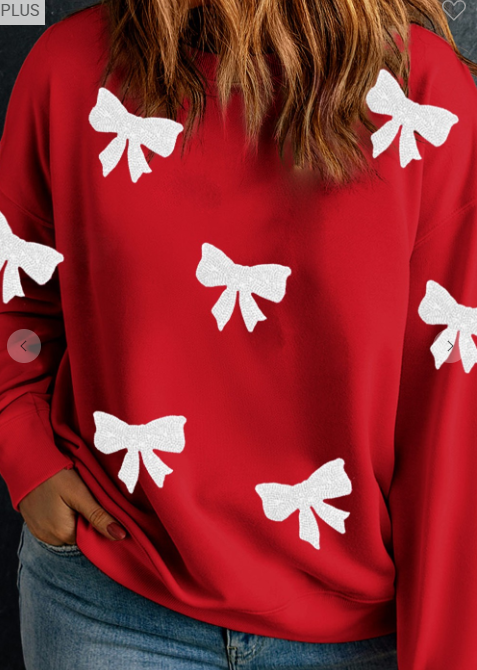 Red Bows Relaxed Fleece Sweatshirt main image 0